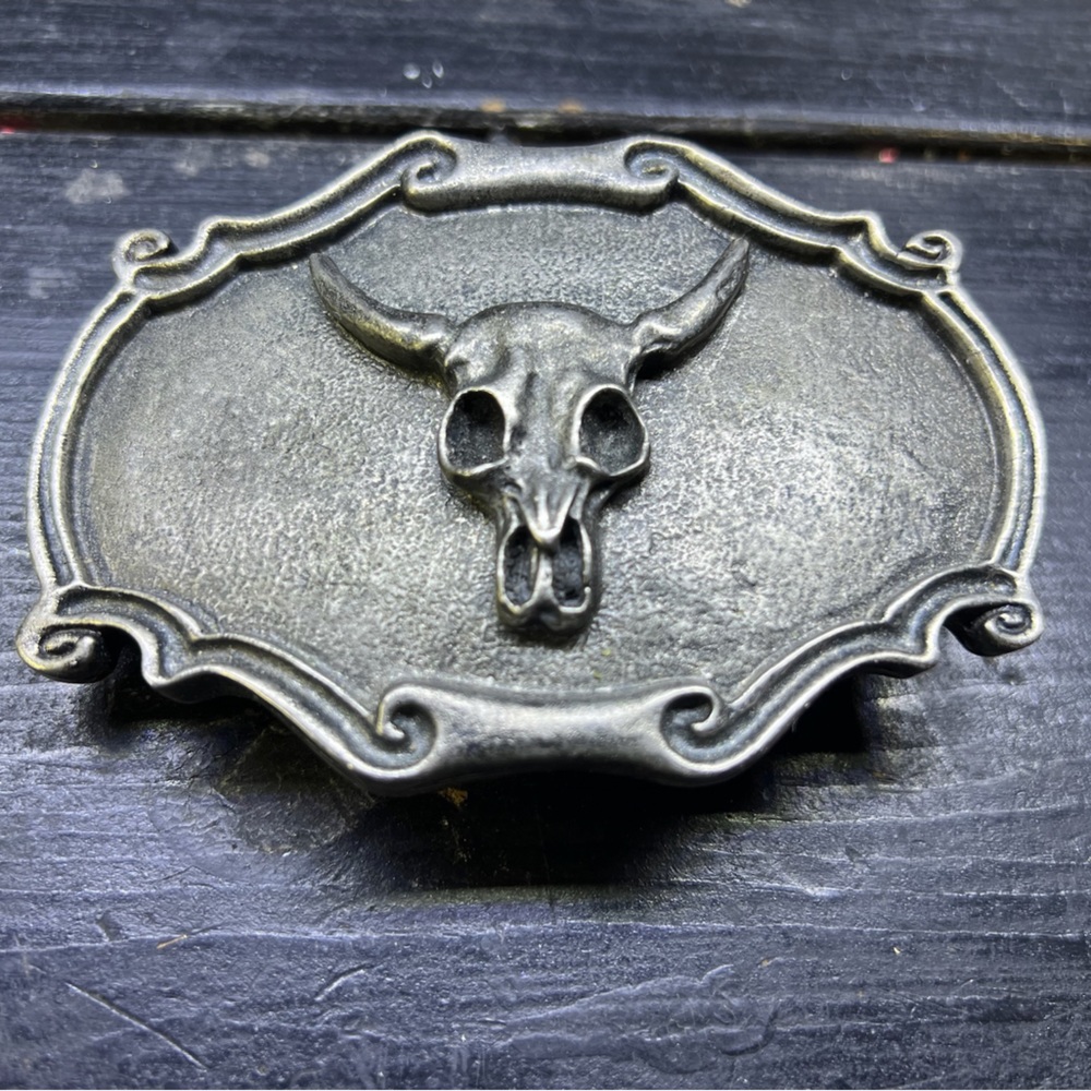Vintage Long Horn Bull Western Belt Buckle